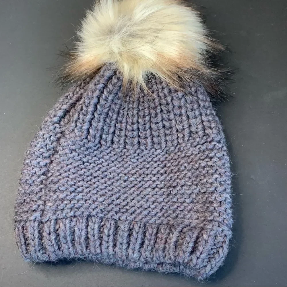 Cerazioni Ba‎ Bo Wool Alpaca Blend Fur Pom Beanie Hat